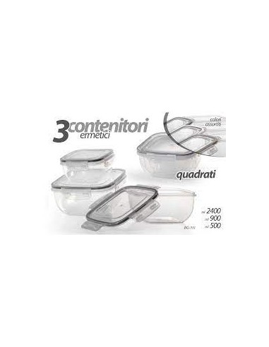 Set 3 Contenitori Ermetici Quadrati - Gicos