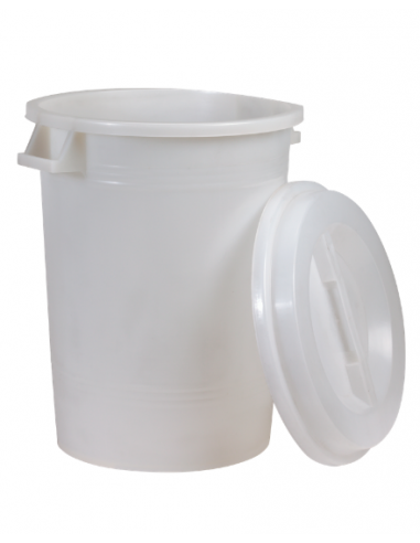 Bidone bianco litri 70 con coperchio - Ecoplast