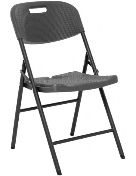 Sedia da giardino Richiudibile Effetto Rattan Antracite, struttura in acciaio verniciato, salvaspazio, con maniglia