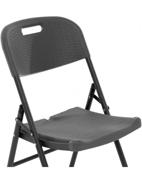 Sedia da giardino Richiudibile Effetto Rattan Antracite, struttura in acciaio verniciato, salvaspazio, con maniglia