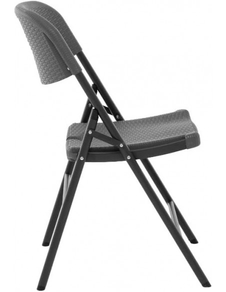 Sedia da giardino Richiudibile Effetto Rattan Antracite, struttura in acciaio verniciato, salvaspazio, con maniglia