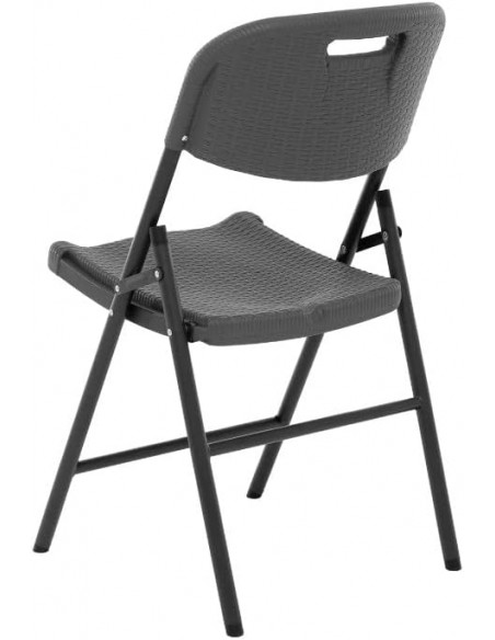 Sedia da giardino Richiudibile Effetto Rattan Antracite, struttura in acciaio verniciato, salvaspazio, con maniglia