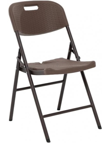 Sedia da giardino Richiudibile Effetto Rattan tortora, struttura in acciaio verniciato, salvaspazio, con maniglia