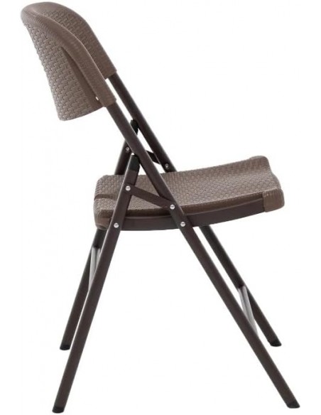 Sedia da giardino Richiudibile Effetto Rattan tortora, struttura in acciaio verniciato, salvaspazio, con maniglia