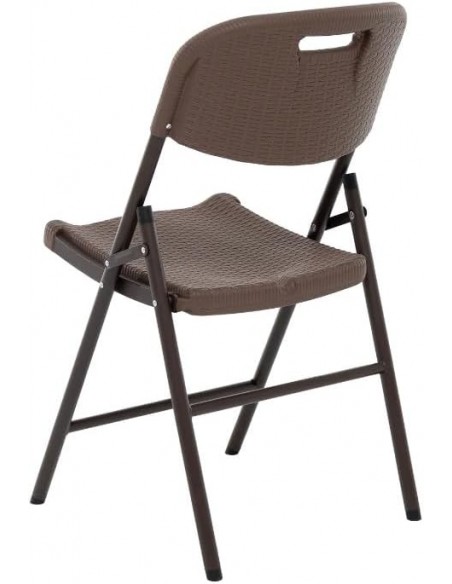 Sedia da giardino Richiudibile Effetto Rattan tortora, struttura in acciaio verniciato, salvaspazio, con maniglia