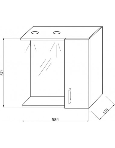 Specchio 1 anta in legno rovere bianco